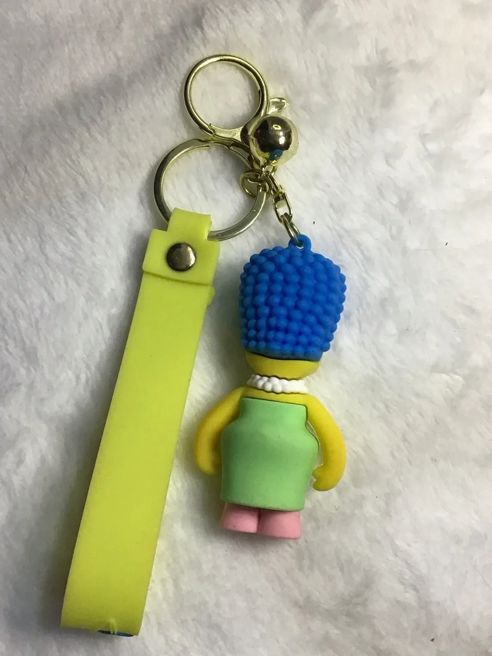 Blue-Headed Cartoon Character Keychain with Lime Strap - Kids Accessories